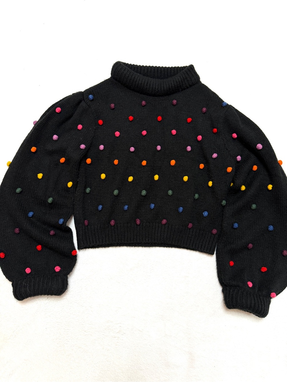 Farm Rio Sz M Rainbow Pom Pom Sweater Knit - Picture 5 of 9
